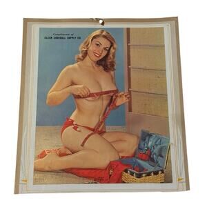 VTG A. Scheer Pin-Up Lithograph Clean Coverall Supply Contact Sheet Print READ